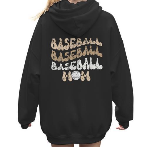 Baseball Mom Distressed Vintage Sports Player Calls Me Mom Women Hoodie Back Print - Sportilla