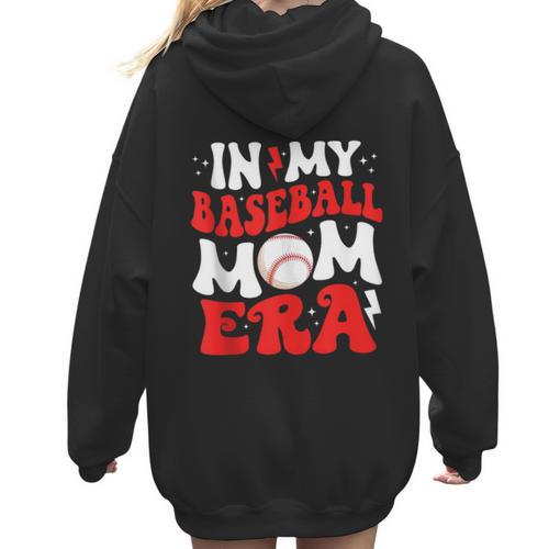 In My Baseball Mom Era Cute Groovy Baseball Women Hoodie Back Print - Sportilla