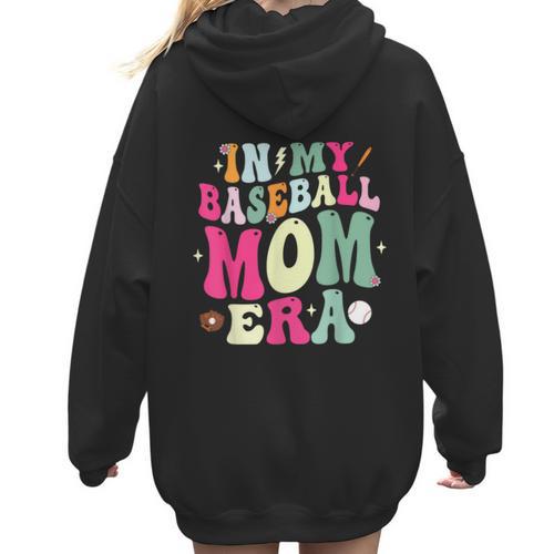 In My Baseball Mom Era Baseball Mama Women Hoodie Back Print - Sportilla