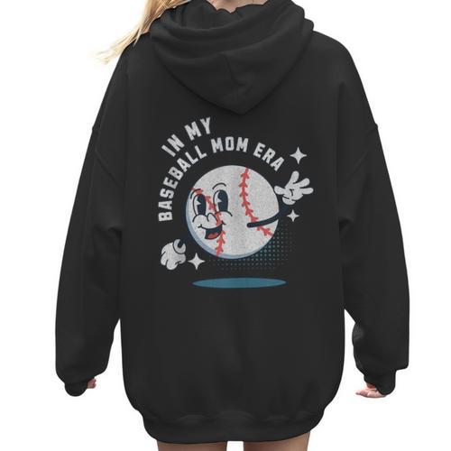 In My Baseball Mom Era Retro Baseball Mom Home Runs Women Hoodie Back Print - Sportilla