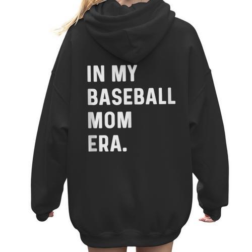 In My Baseball Mom Era Son Baseball Player Pitcher Catcher Women Hoodie Back Print - Sportilla
