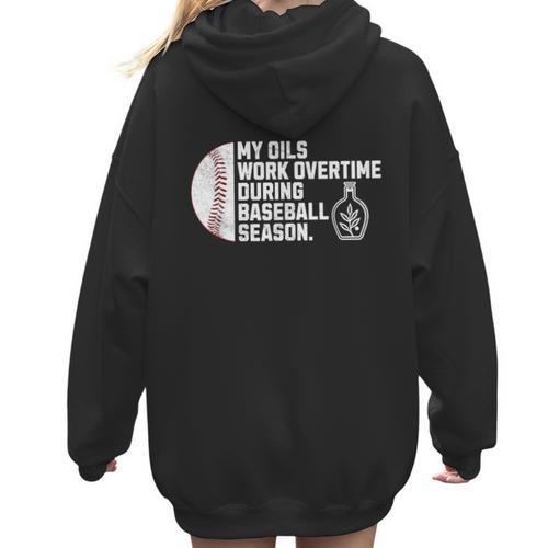 Baseball Mom Essential Oils Meme For Oily Oils Mom Women Hoodie Back Print - Sportilla