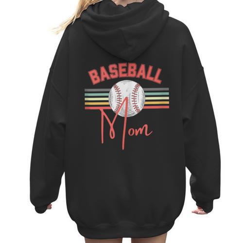 BASEBALL MOM Fun RETRO LOOK Women Hoodie Back Print - Sportilla
