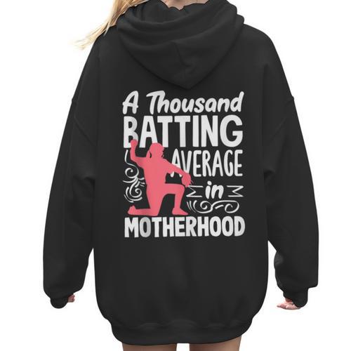 Baseball Mom Heart Ball Graphic Mother's Day Women Hoodie Back Print - Sportilla