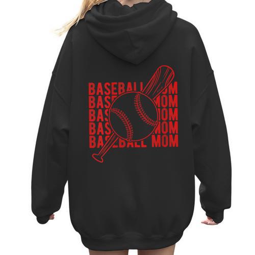 Baseball Mom Homerun Best Mom Sport Player Women Hoodie Back Print - Sportilla