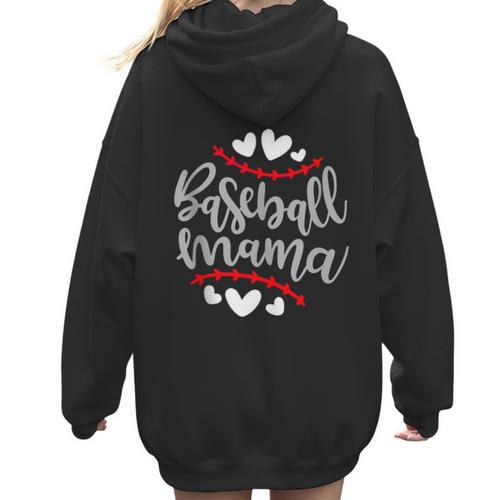 Baseball Mom Mama Women Hoodie Back Print - Sportilla