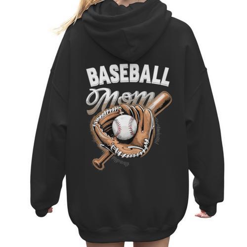 Baseball Mom Baseball Player Women Hoodie Back Print - Sportilla