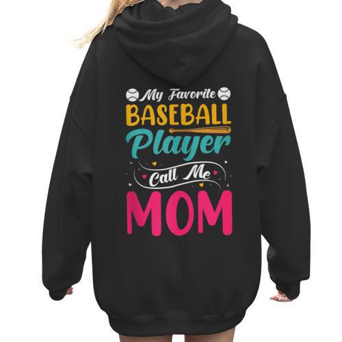 Baseball Mom Quote Vintage Retro Baseball Saying Women Hoodie Back Print - Sportilla