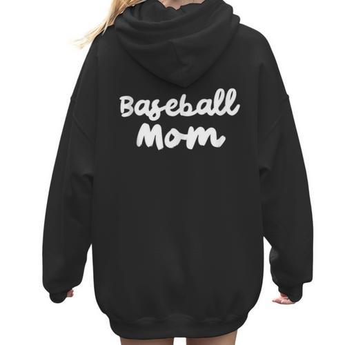 Baseball Mom Retro Women Hoodie Back Print - Sportilla
