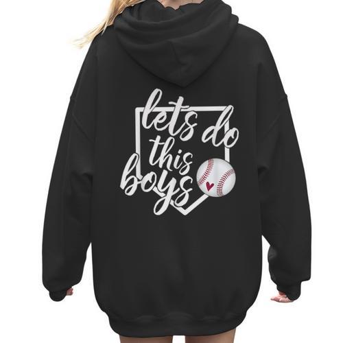 Baseball Mom Shirt Baseball Let's Do This Boys Women Hoodie Back Print - Sportilla
