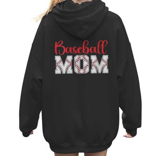 Baseball Mom Sporty Humor Women Hoodie Back Print - Sportilla