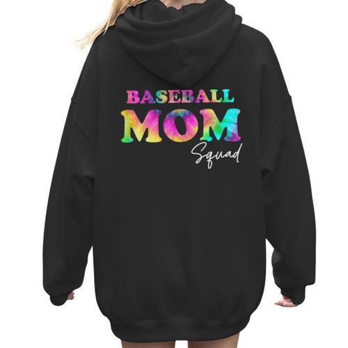 Baseball Mom Squad Tie Dye Cute Ball Mom Women Hoodie Back Print - Sportilla