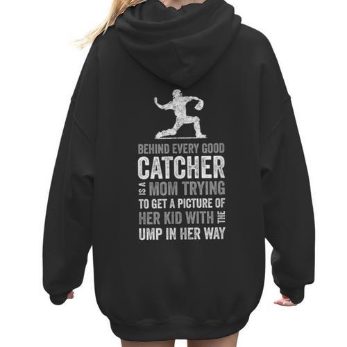 Baseball Mom Tee Baseball Player Mom Women Hoodie Back Print - Sportilla