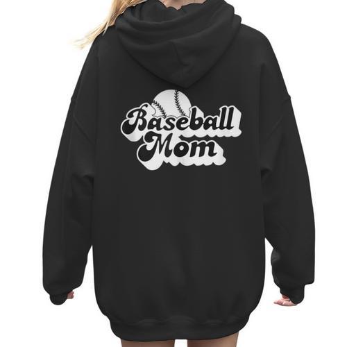 Baseball Mom Vintage Team Swag Women Hoodie Back Print - Sportilla