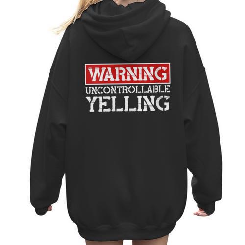 Baseball Mom Warning Uncontrollable Yelling Funny Sign Women Hoodie Back Print - Sportilla