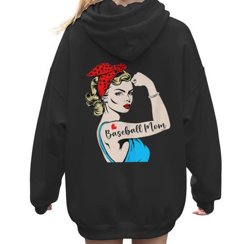 Baseball Mom Woman Baseball Sport Lover Women Hoodie Back Print - Sportilla
