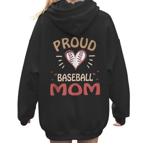 Baseball Moms Mother Kids Girls Boys School Game Women Hoodie Back Print - Sportilla