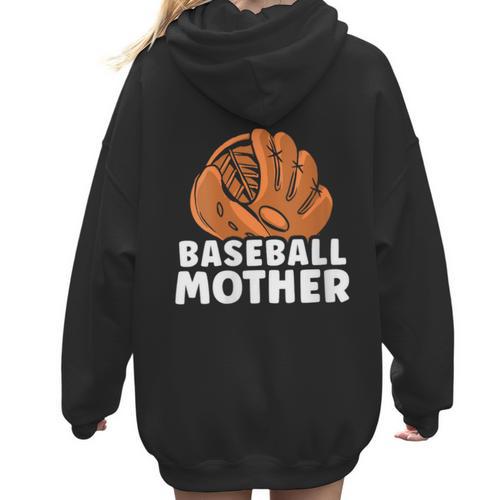 Baseball Mother Lover Baseballer Player Match Baseball Mom Women Hoodie Back Print - Sportilla