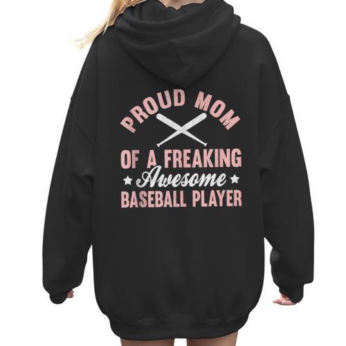 Baseball Player Pitcher Catcher Baseball Mom Mother Women Hoodie Back Print - Sportilla