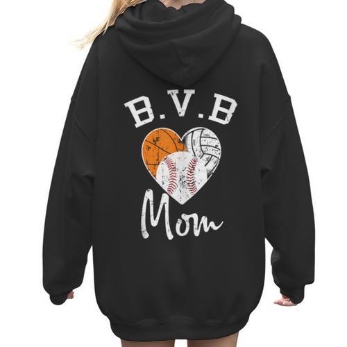Basketball Volleyball Baseball Mom For Women Women Hoodie Back Print - Sportilla