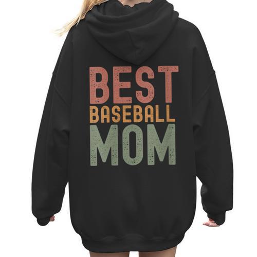 Best Baseball Mom Sports Cute Moms Day Women Hoodie Back Print - Sportilla