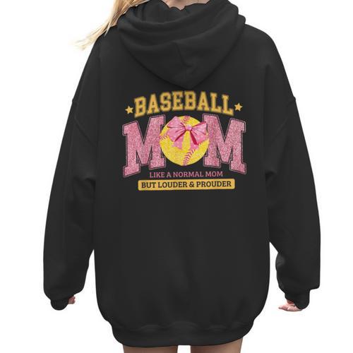 Coquette Baseball Mom Bow Like A Normal Mom But Mother's Day Women Hoodie Back Print - Sportilla