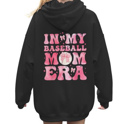Coquette Bow In My Baseball Mom Era Baseball Mama Mother Day Women Hoodie Back Print - Sportilla