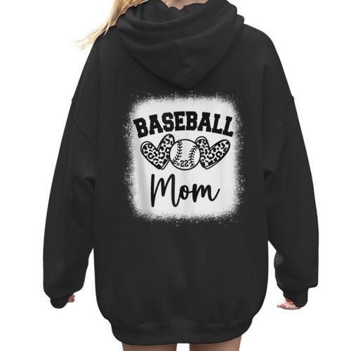 Custom Baseball Mom Number 22 Heart For Mom Women Hoodie Back Print - Sportilla