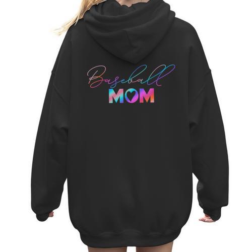 Cute Mother's Day Teeball T-Ball Baseball Mom Women Hoodie Back Print - Sportilla