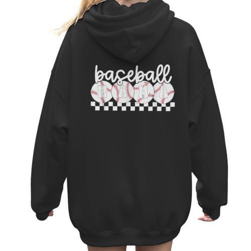 Cute Sports Baseball Mom Game Day Women Hoodie Back Print - Sportilla