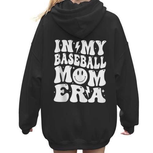 Family Mama In My Baseball Mom Era Women Hoodie Back Print - Sportilla