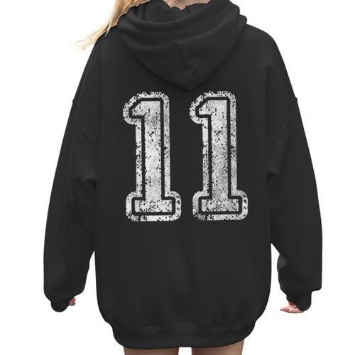 Jersey Number 11 T-Shirt Football Eleven Number Baseball Mom Women Hoodie Back Print - Sportilla