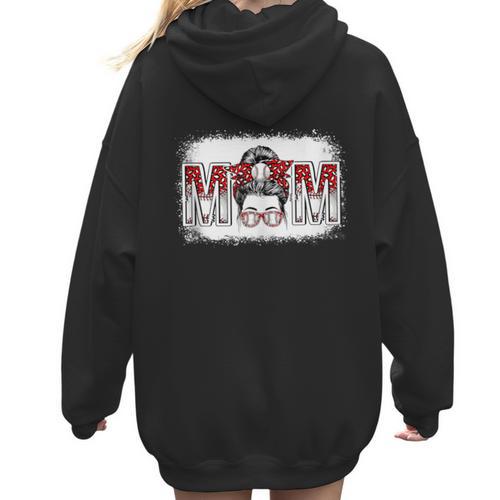 Leopard Baseball Mom Mama Mother's Day Son Daughter Boys Women Hoodie Back Print - Sportilla