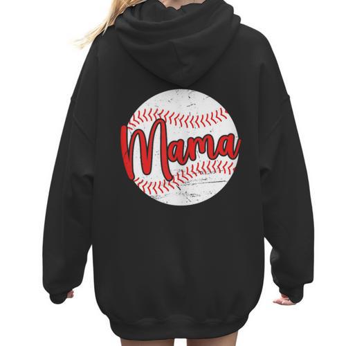 Mama Baseball Mom Women Hoodie Back Print - Sportilla