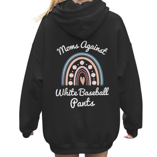 Moms Against Baseball Pants Baseball Mom Rainbow Women Hoodie Back Print - Sportilla