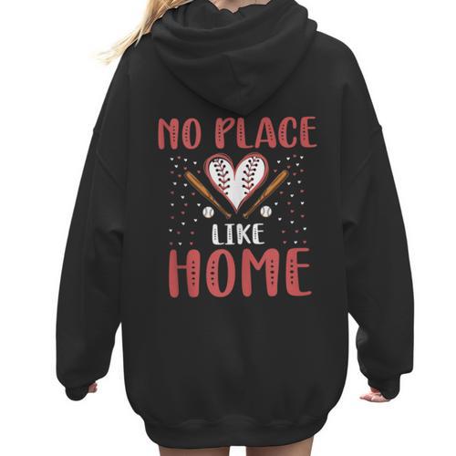No Place Like Home Baseball Mom Kids Family Fun Women Hoodie Back Print - Sportilla