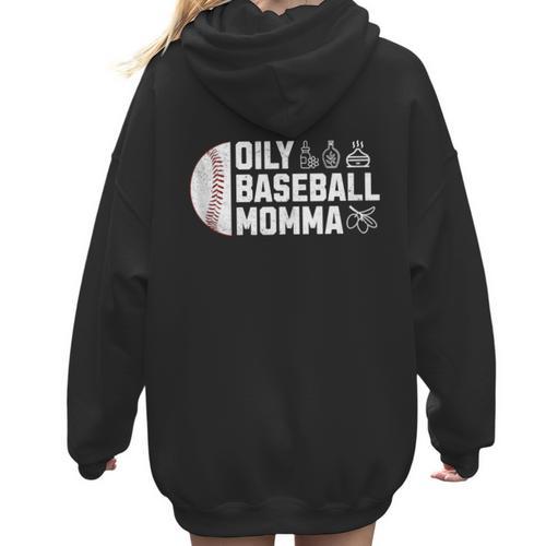 Oily Baseball Momma Essential Oils Meme For Oils Mom Women Hoodie Back Print - Sportilla