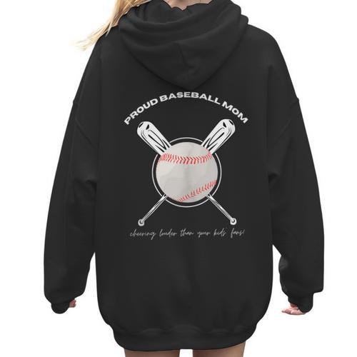 PROUD BASEBALL MOM Women Hoodie Back Print - Sportilla