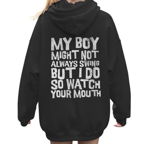 Proud Sassy Baseball Mom Women Hoodie Back Print - Sportilla