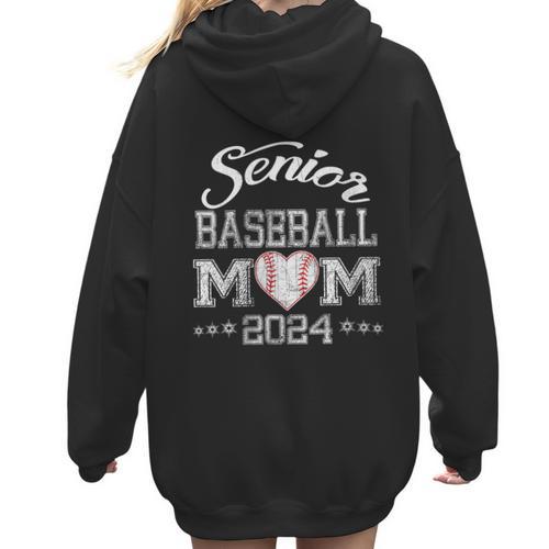 Senior Baseball Mom 2024 Class Of 2024 Graduation Women Hoodie Back Print - Sportilla