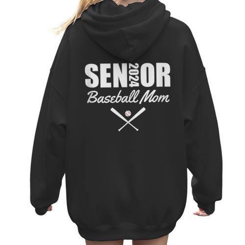 Senior Baseball Mom 2024 Team Parent Helper Class Of 2024 Women Hoodie Back Print - Sportilla