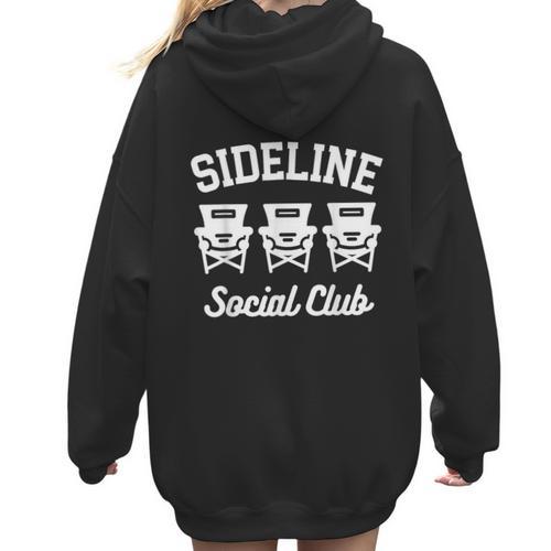 Sideline Social Club Baseball Mom Shirt Women Hoodie Back Print - Sportilla