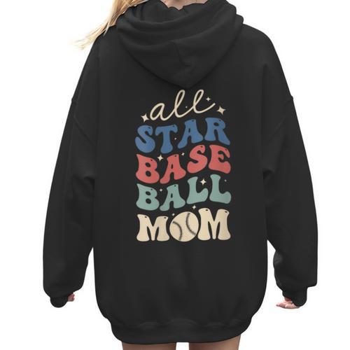 All Star Baseball Mom Women Hoodie Back Print - Sportilla