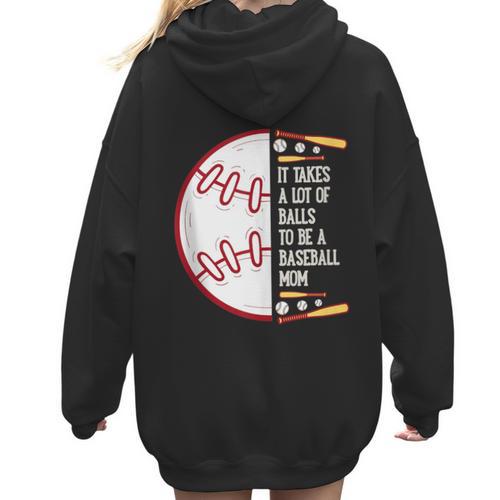 It Takes a Lot Of Balls To Be a Baseball Mom Women Hoodie Back Print - Sportilla
