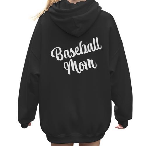 AS Tees Baseball Mom Mama Mommy Mother Women Hoodie Back Print - Sportilla