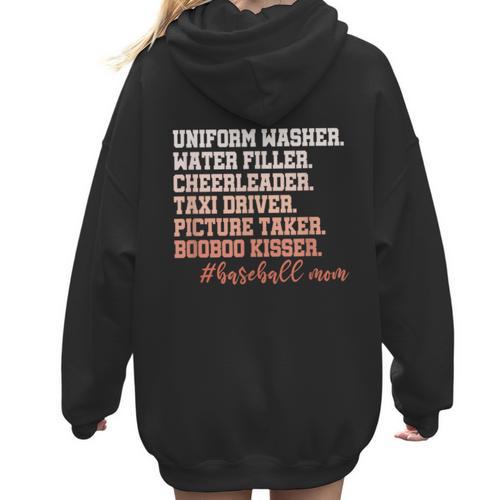 Uniform Washer Water Filler Cheerleader Baseball Mom Women Hoodie Back Print - Sportilla