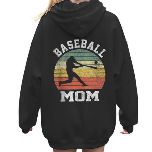 Vintage Baseball Mom Baseball Lover Women Hoodie Back Print - Sportilla
