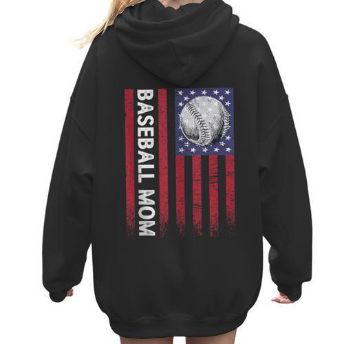 Vintage Baseball Mom Proud Family Summer Baseball Player Women Hoodie Back Print - Sportilla