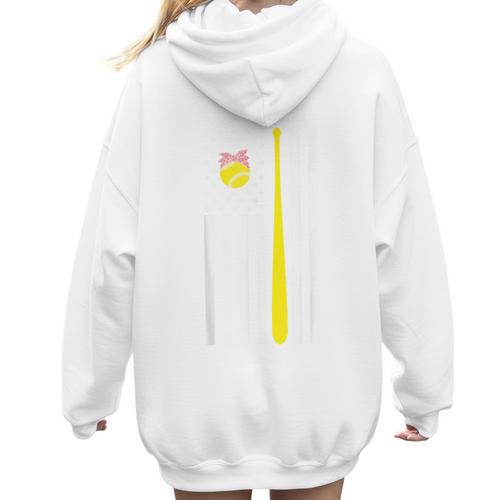 American Flag Baseball Mom Team Women Hoodie Back Print - Sportilla