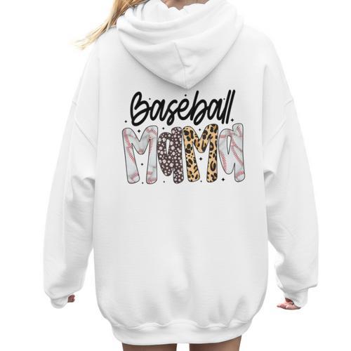 Baseball Mama Coquette Mother's Day Baseball Mom Vintage Women Hoodie Back Print - Sportilla